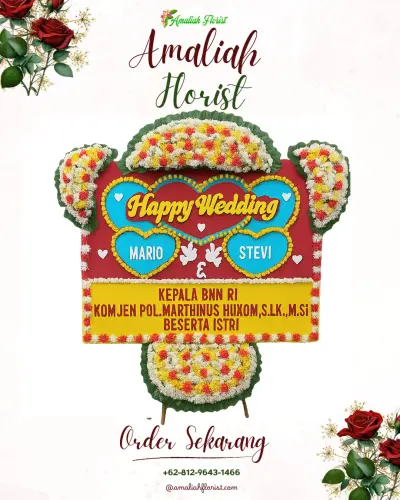 Karangan Papan Bunga Pernikahan di Pagumenganmas